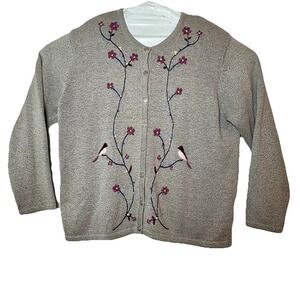Sweater Women's Sz L Northern Reflections Embroidered Design Cottage Core VTG